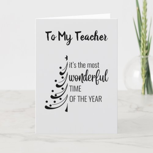 MERRY CHRISTMAS TEACHER WITH THANKS HOLIDAY CARD