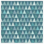 Merry Christmas Teal Tree Geometric Pattern Fabric