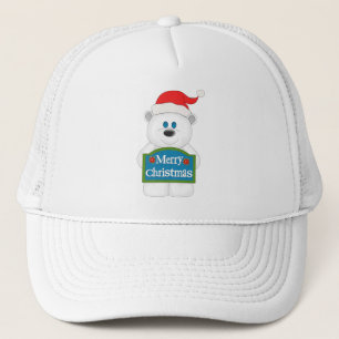 Merry Christmas Teddy Bear Cartoon Trucker Hat