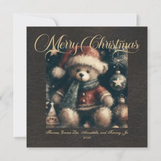 Merry Christmas Teddy Bear Faux Leather