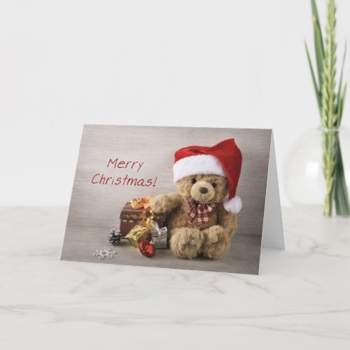 Merry Christmas Teddy Bear Holiday Card