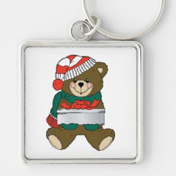 "merry Christmas" Teddy Bear Keychain by Awesoma at Zazzle