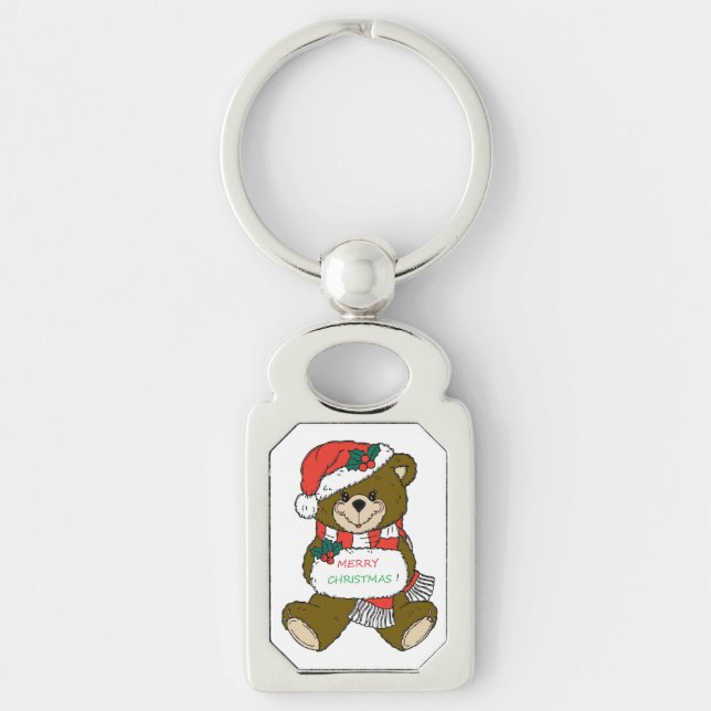 "MERRY CHRISTMAS" TEDDY BEAR KEYCHAIN (Front)