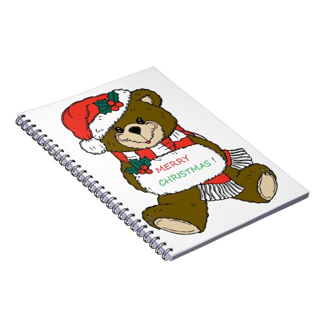 "MERRY CHRISTMAS" TEDDY BEAR NOTEBOOK (Right Side)