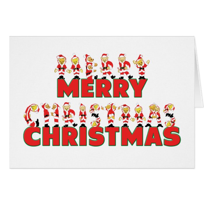 Merry Christmas Teddy Bear Santa Claus Letters Greeting Card