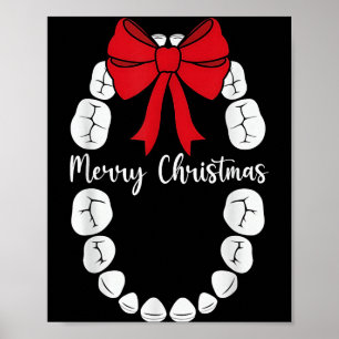 Merry Christmas Teeth Wreath Dental Christmas Shir Poster