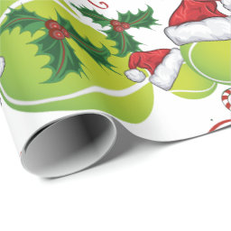 Merry Christmas Tennis Ball Santa Wrapping Paper 