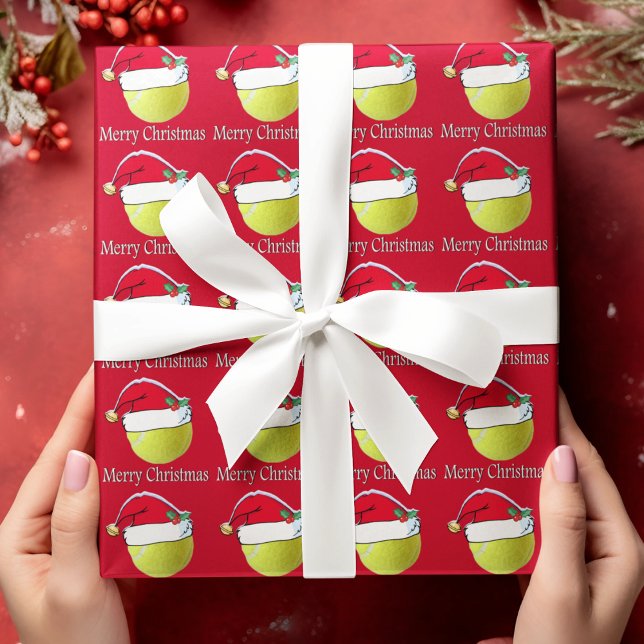 Merry Christmas Tennis Ball Santa Wrapping Paper (Creator Uploaded)