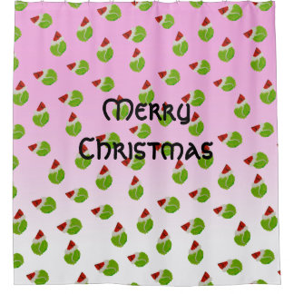 Merry Christmas Tennis Balls with Santa Hats Shower Curtain