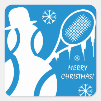 Merry Christmas Tennis Holiday party favor Square Sticker