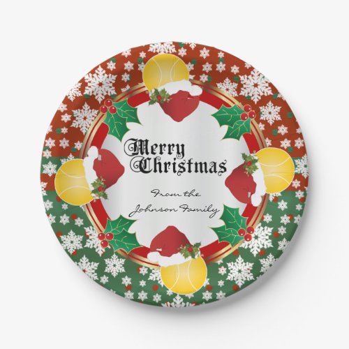 Merry Christmas Tennis Lovers Paper Plates