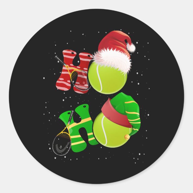 Merry Christmas Tennis Pajamas Player Matching Rac Classic Round Sticker (Front)