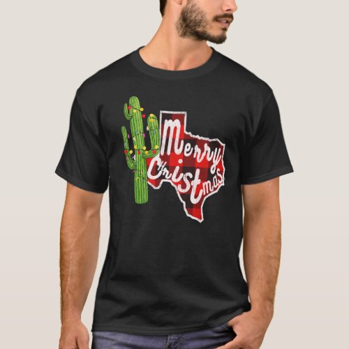 Merry Christmas Texas Buffalo Plaid style T_Shirt