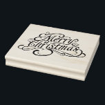 Merry Christmas text, bells and holly Rubber Stamp<br><div class="desc">Merry Christmas text with bells and holly Rubber Stamp. Image license through Designed by Sergey_Kandakov / Freepik</div>