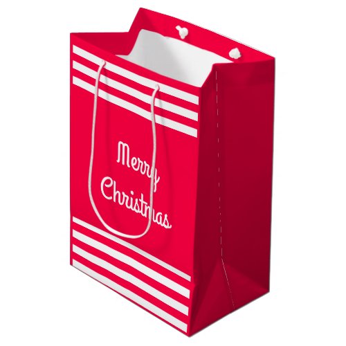 Merry Christmas Text Classic Red White Template Medium Gift Bag