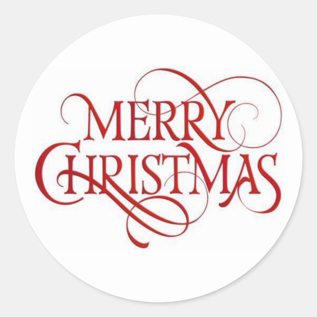 Merry Christmas Text Classic Round Sticker (Front)