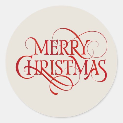 Merry Christmas Text Classic Round Sticker