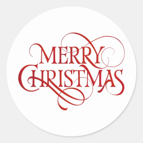 Merry Christmas Text Classic Round Sticker