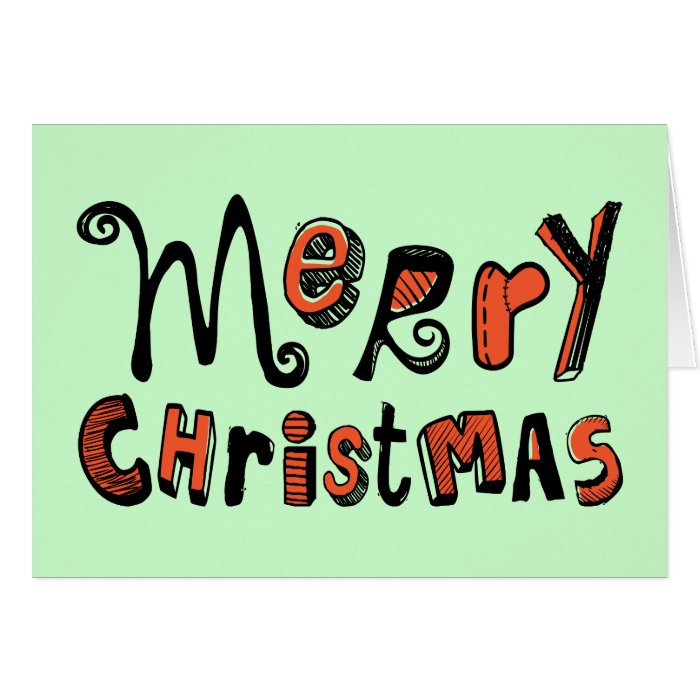 Merry Christmas Text Design Greeting Cards