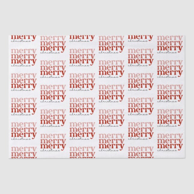 Merry Christmas Text Greeting Red and White Tissue Paper (Front)