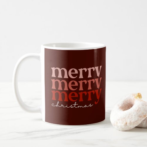 Merry Christmas Text Greeting Red Coffee Mug