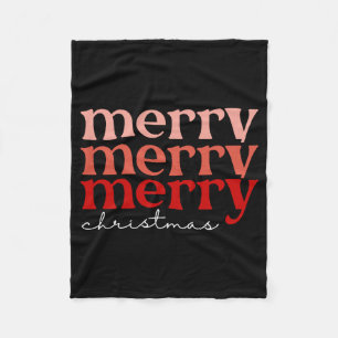 Merry Christmas Text Greeting Red Green Girl  Fleece Blanket