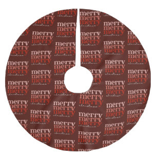 Merry Christmas Text Greeting Red Pattern Brushed Polyester Tree Skirt