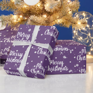 Merry Christmas Text In Snowflakes On Red Wrapping Wrapping Paper