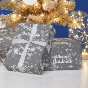 Merry Christmas Text In Snowflakes Wrapping Paper