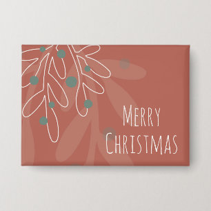 Merry Christmas text in wine red floral Button
