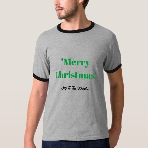 Merry Christmas text Joy Mens Basic Ringer T_Shirt