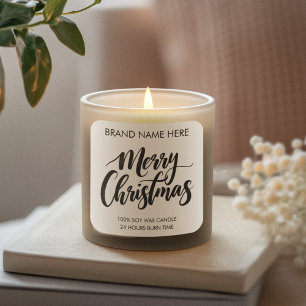 Merry Christmas Text Modern Candle Labels
