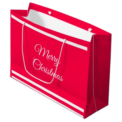 Merry Christmas Text Nostalgic Red White Template Large Gift Bag