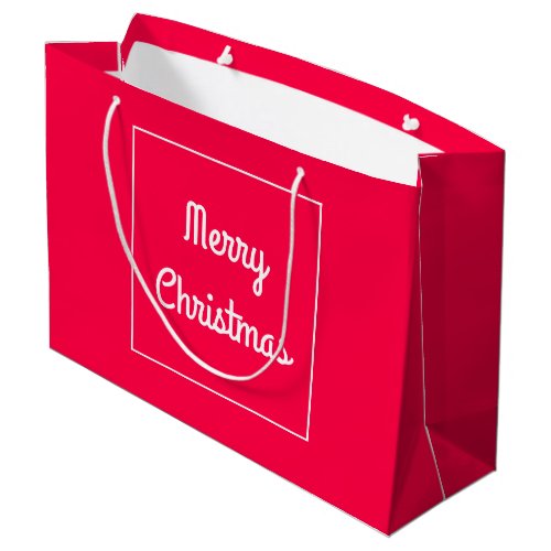 Merry Christmas Text Nostalgic Red White Template Large Gift Bag