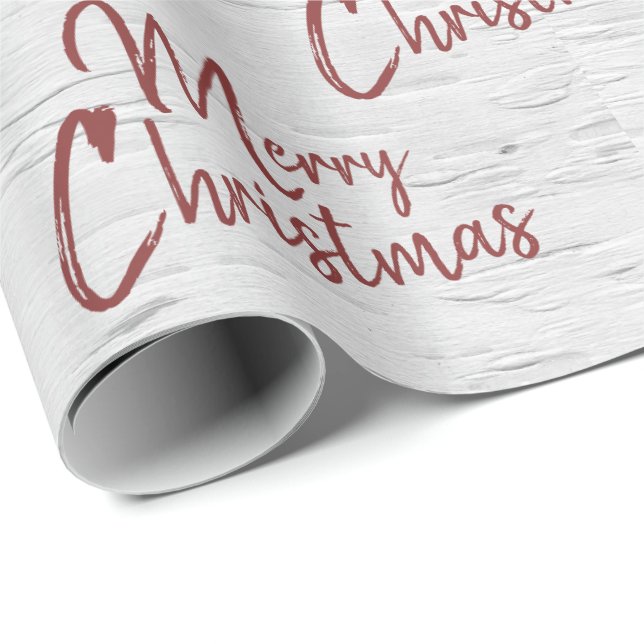 Merry Christmas Text on Birch Wrapping Paper (Roll Corner)