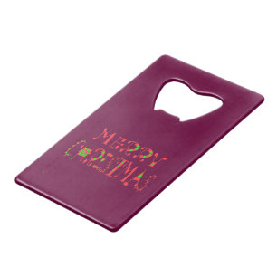 Merry Christmas Text Pattern Design: Festive Art Credit Card Bottle Opener