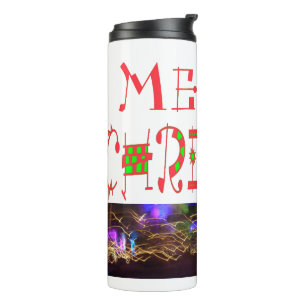 Merry Christmas Text Pattern Design: Festive Art Thermal Tumbler