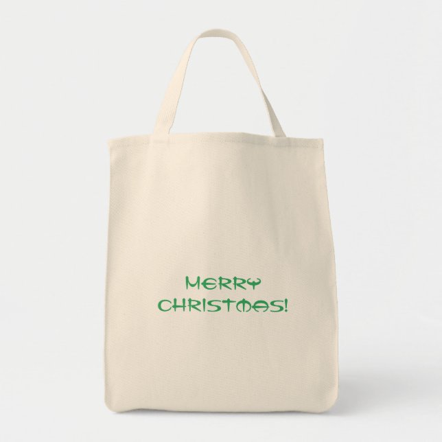 Merry Christmas Text Printed make Shopping Lover Tote Bag (Front)