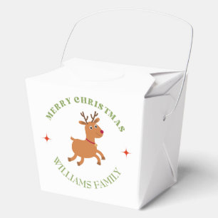 Merry Christmas text reindeer white Favor Boxes