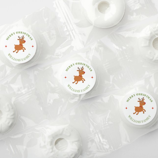 Merry Christmas text reindeer white Life Saver® Mints (Assorted)
