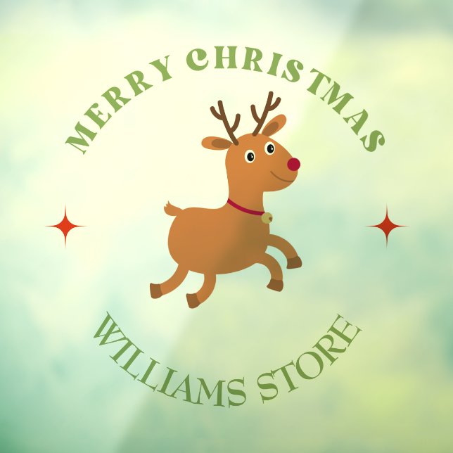 Merry Christmas text reindeer white Window Cling (Sheet 3)