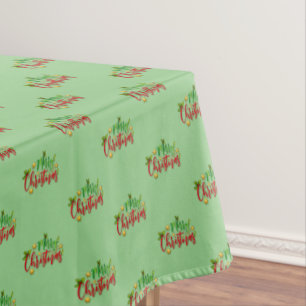 Merry Christmas Text Typography Tablecloth