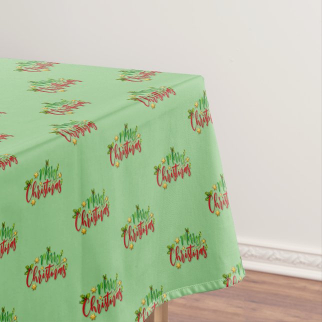 Merry Christmas Text Typography Tablecloth (In Situ)