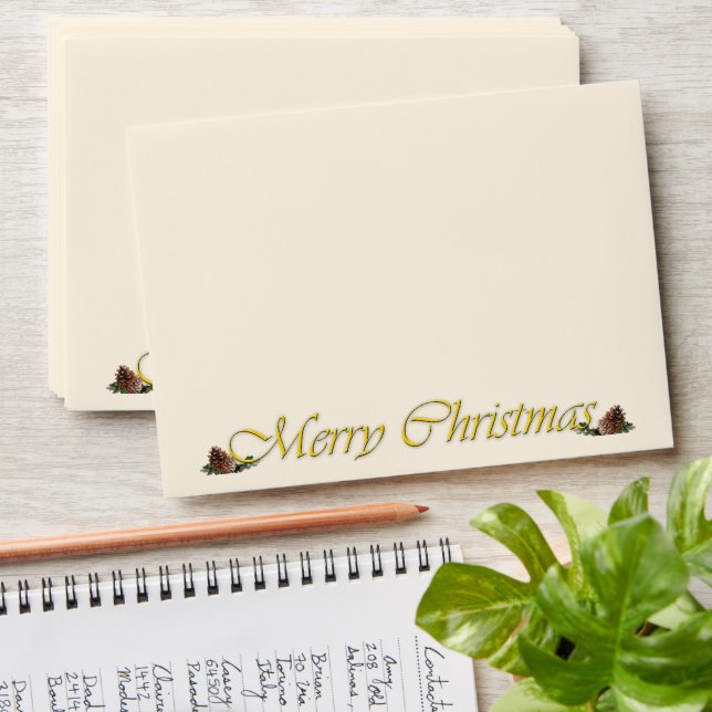 Merry Christmas Text with Wreath Envelope (Stacked)