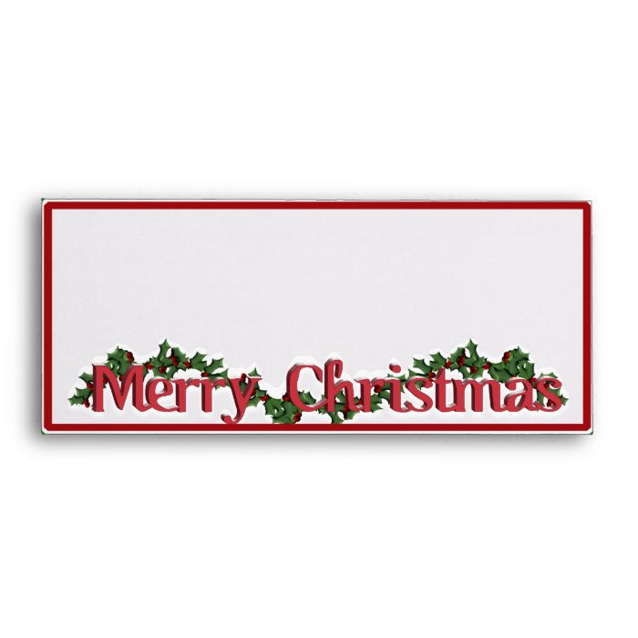 Merry Christmas Text with Wreath & Snow Envelope