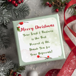 Merry Christmas Thank Client Business Referral Square Sticker