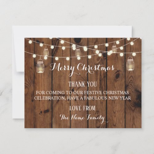 Merry Christmas Thank you Cards Wood Rustic Jars