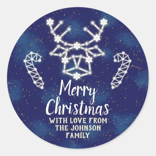 Merry Christmas Thank You Favor Deer Constellation Classic Round Sticker