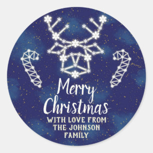 Merry Christmas Thank You Favor Deer Constellation Classic Round Sticker