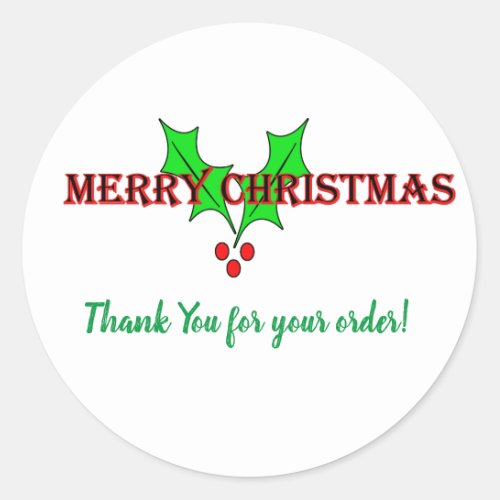 Merry Christmas Thank You for your order Classic Round Sticker